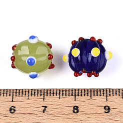 Handmade Pumpkin Spot Lampwork Beads&nbsp;LAMP-P064-02C