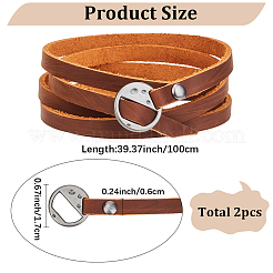 2Pcs Cowhide Cord Wrap Bracelets for Men Women&nbsp;BJEW-GF0001-38