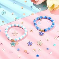 DIY ストレッチ ブレスレット ジュエリー キット  ポリマー粘土ビーズを含む  合金エナメルチャーム  304ステンレススチール丸カン  ccbプラスチックスペーサービーズ  弾性水晶の線  ミックスカラー  6x1mm  穴：2mm  約305個/13g  10色  13 G /カラー  130グラム&nbsp;DIY-YW0011-88