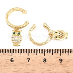 Owl Brass Micro Pave Cubic Zirconia Cuff Earrings&nbsp;EJEW-Z164-01G