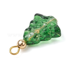 5Pcs Glass Pendants with Brass Beads&nbsp;PALLOY-JF03033