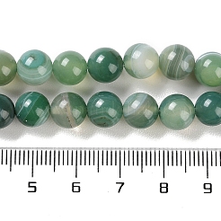 天然石縞瑪瑙/バンデットアゲートビーズ連売り  染め  ラウンド  シーグリーン  8mm  穴：1.2mm  約24個/連  7.48''（19センチメートル）&nbsp;X-G-Z060-A01-B01