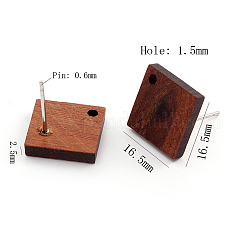 Coconut Brown Wood Stud Earring Findings&nbsp;EJEW-CJC0001-11