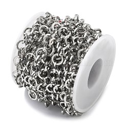 304ステンレススチールリングリンクチェーン  溶接されていない  スプールで  ステンレス鋼色  9.5x9x1.5mm&nbsp;CHS-G043-06P