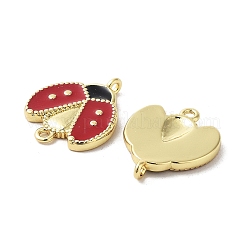 Rack Plating Brass Enamel Ladybug Connector Charms&nbsp;KK-E102-26G