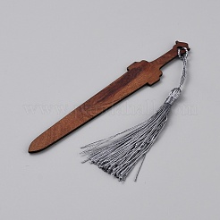 木刀のしおり  タッセル付き  ココナッツブラウン  140x22.5x2mm&nbsp;AJEW-WH0348-579C