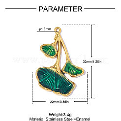 304 Stainless Steel with Green Enamel Pendants&nbsp;SA-OY001-87G