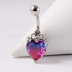304 Stainless Steel & Bloodstone & Cubic Zirconia Belly Rings&nbsp;WGF3178-01