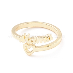 Word Mom Heart Cuff Ring&nbsp;KK-K262-04G