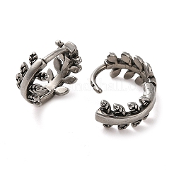 316サージカルステンレスフープピアス  葉  アンティークシルバー  11.5x6mm&nbsp;EJEW-Q795-08AS