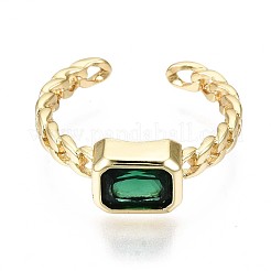 Brass Micro Pave Cubic Zirconia Cuff Rings&nbsp;RJEW-S044-119C-NF