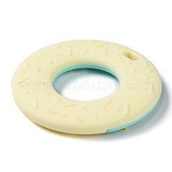 ドーナツ食品グレードの環境に優しいシリコーン焦点ビーズ  アクアマリン  77x11mm  穴：5.5x10mm  内径：35mm&nbsp;SIL-Q023-01A