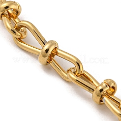 201ステンレススチールの蝶結びリンクチェーンブレスレット  ゴールドカラー  6-3/8インチ（16.3cm）  ワイド：5.5mm&nbsp;BJEW-G696-02G