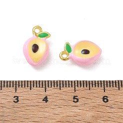 合金エナメルチャーム  桃のチャーム  長持ちメッキ  ゴールドカラー  ラックめっき  パールピンク  15x9x6mm  穴：1.6mm&nbsp;AL-CBA84C5-05G