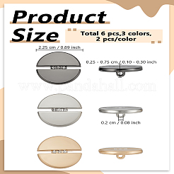 6Pcs 3 Colors 1-Hole Alloy Buttons&nbsp;BUTT-LP0001-87