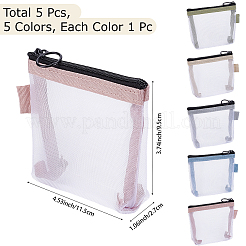 5Pcs 5 Colors Nylon Mesh Storage Zipper Bags&nbsp;ABAG-CN0001-60