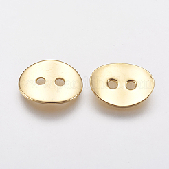 316サージカルステンレススチールボタン  長持ちメッキ  オーバル  2穴  18KGP本金メッキ  10.5x14x1mm  穴：2mm&nbsp;KK-F739-12G