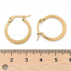 304ステンレススチールフープピアス  低刺激性のイヤリング  フラットリング形状  ゴールドカラー  19~21x2mm  ピン：0.7x1mm&nbsp;EJEW-F105-23G