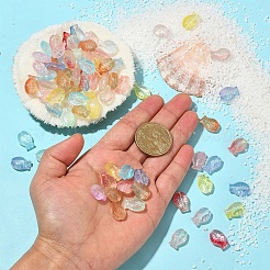 100個の透明なガラスビーズ  魚  ミックスカラー  14x10x5.5mm  穴：1.2mm&nbsp;GLAA-CJ0001-81