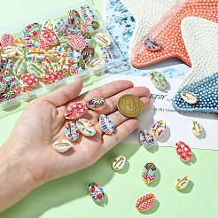 60Pcs 12 Styles Printed Natural Shell Beads&nbsp;BSHE-CJ0001-10