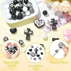 7 Styles Round & Cross & Heart Silicone Focal Beads&nbsp;SIL-YW0002-48