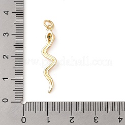 真鍮製マイクロパヴェキュービックジルコニアペンダント  丸カン付き  18KGP本金メッキ  ヘビ  30x7x3mm  穴：3mm&nbsp;X-ZIRC-P121-03B-G