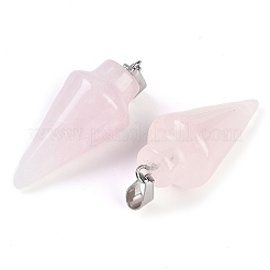 Natural Rose Quartz Gemstone Pointed Pendants&nbsp;G-K384-01P-02
