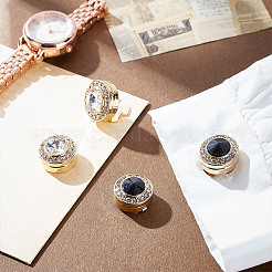 2 Pairs 2 Colors Brass Rhinestone Cufflinks&nbsp;AJEW-GA0008-30
