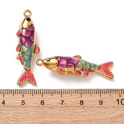 304ステンレススチールエナメルペンダント  魚のチャーム  イオンプレーティング（ip）  18KGP本金メッキ  レッド  41x13x10mm  穴：1.8mm&nbsp;STAS-Z193-13G-04A