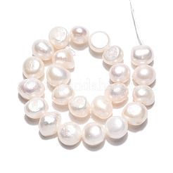 天然養殖淡水パールビーズ連売り  研磨両側  乳白色  7~8.5x7~10x4.5~7mm  穴：0.6mm  約22~23個/連  6.89~7.09インチ（17.5~18cm）&nbsp;PEAR-N027-05B