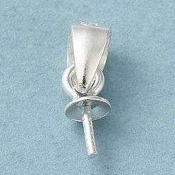 Rhodium Plated 925 Sterling Silver Cup Pearl Bail Pin Pendants&nbsp;STER-P008-03