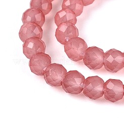 ジェイド風ガラスビーズ連売り  ラウンド  多面カット  ライトコーラル  3x2.5~3mm  穴：0.7~0.8mm  約133~137個/連  13.78~14.37''（35センチメートル）&nbsp;GLAA-T028-3mm-11B