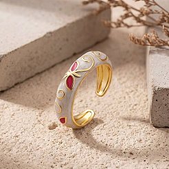 Brass Enamel Cuff Open Rings for Women&nbsp;WG7ACCD-01