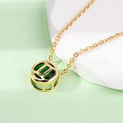 Brass Pave Cubic Zirconia Birth Stone Constellation Pendant Cable Chain Necklaces&nbsp;NJEW-D334-01G-11