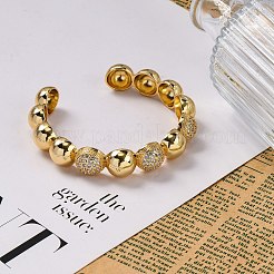 Rack Plating Brass Micro Pave Cubic Zirconia Cuff Bangles for Women&nbsp;BJEW-C086-04G