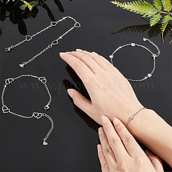 6Pcs 6 Styles 304 Stainless Steel Cable Chain Anklets&nbsp;AJEW-UN0001-12