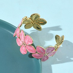 304 Stainless Steel Enamel Cuff Bangles for Women&nbsp;BJEW-B159-01G