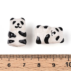 手作り磁器印刷ビーズ  パンダ  ホワイト  19~20x12~13x12~13mm  穴：1.4~1.8mm&nbsp;PORC-T133-19