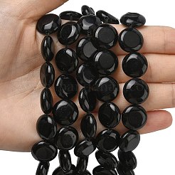 ナチュラルブラックオニキスビーズ連売り  染め＆加熱  フラットラウンド  15~15.5x6mm  穴：0.8~1mm  約26個/連  15.55~15.71インチ（39.5~39.9cm）&nbsp;G-L648-B21-15mm
