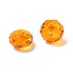 K9ガラス模造オーストリアクリスタルビーズ  多面カット  ロンデル  ダークオレンジ  8x5~5.5mm  穴：1.2~1.5mm&nbsp;GLAA-D015-01A-11