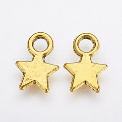 チベット風合金チャーム  クリスマスの星  カドミウムフリー＆ニッケルフリー＆鉛フリー  アンティーク黄金  10x8x1mm  穴：2mm&nbsp;TIBEP-A123046-AG-FF