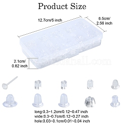 10種類のプラスチック製ピアスキャッチ  ピアスバックキャッチ  透明  3~12x3~7x2.5~7mm  穴：0.3~1mm&nbsp;KY-YW0001-73