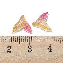 光る透明樹脂デコデンカボション  暗闇で光るカボションとグリッターパウダー  カメリア  魚尾  9x10x3mm&nbsp;RESI-D013-16B