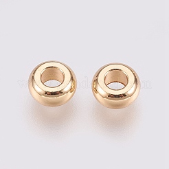 真鍮製スペーサービーズ  ニッケルフリー  18KGP本金メッキ  ドーナツ  7x3.5mm  穴：3mm&nbsp;X-KK-R058-086G