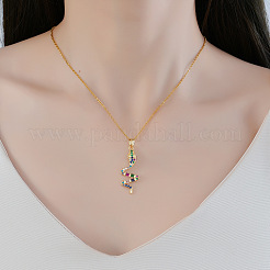 Stainless Steel Pave Cubic Zirconia Snake Pendant Necklaces for Women Party Casual Jewelry&nbsp;PM4077