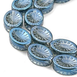 電気メッキガラスビーズセット  フルメッキ  花とオーバル  スチールブルー  14x10.4x4.8mm  穴：1.2mm  約45個/連  25.04インチ（63.6cm）&nbsp;EGLA-G037-13A-FP04