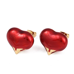 Brass Heart Stud Earrings&nbsp;EJEW-C152-05A-01