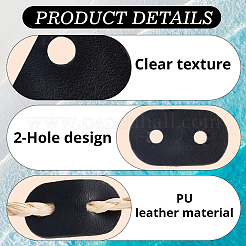 50個 5スタイル オーバル PUレザー ラベル バックル  服飾材料  ブラック  35.5~38x15.5~22x2~3.5mm  穴：5~7mm  10個/スタイル&nbsp;FIND-CL0001-56