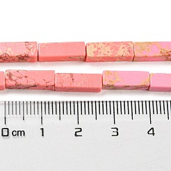 合成インペリアルジャスパー染めビーズ連売り  長方形  ピンク  13~13.5x4~4.5x4~4.5mm  穴：1.4mm  約28~29個/連  14.49''~14.96''（36.8~38センチメートル）&nbsp;G-D077-C01-09