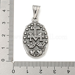 316サージカルステンレスペンダント  セイントチャーム付きオーバル  宗教  アンティークシルバー  32x19.5x4mm  穴：4x7.5mm&nbsp;STAS-E212-110AS